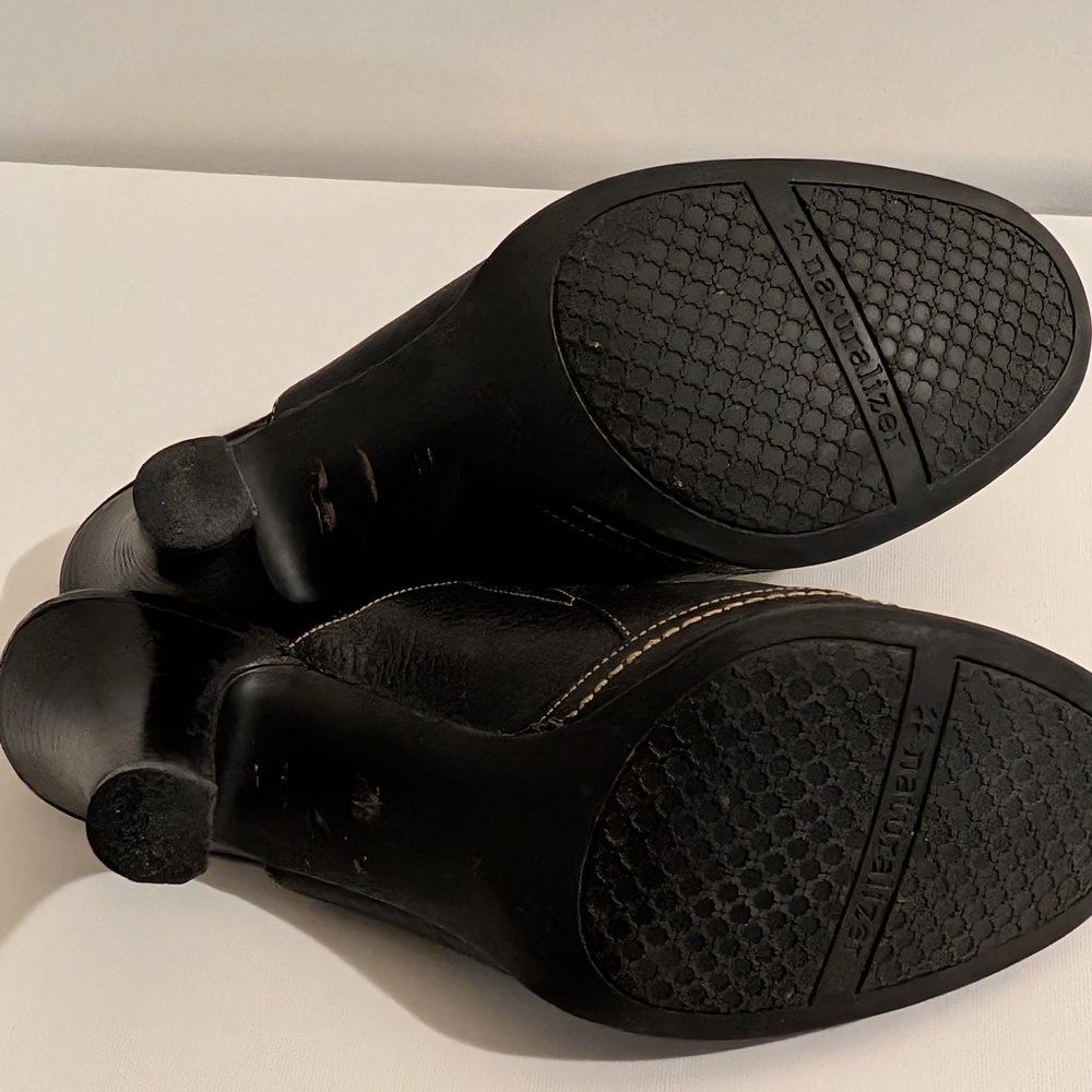 Naturalizer Black Leather Heeled Mules - Picture 7 of 7